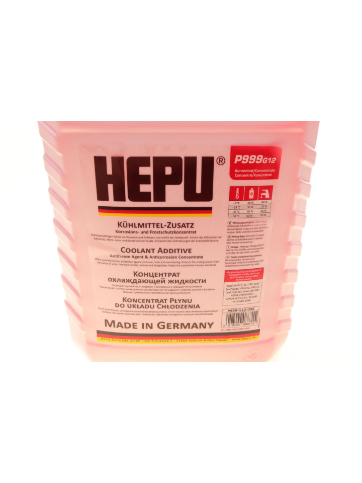 P999-G12-005 HEPU Антифриз (червоний) G12 (5л) (концентрат)